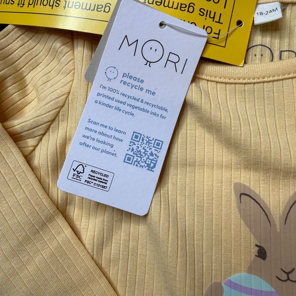 NWT MORI Organic Cotton Bamboo Ribbed Toddler Baby Pajamas Set 18-24M - Picture 5 of 7